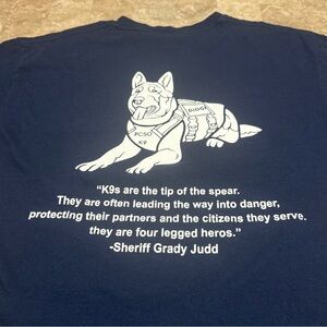 Navy Blue T-Shirt size Medium K-9 Support Grady Judd Quote